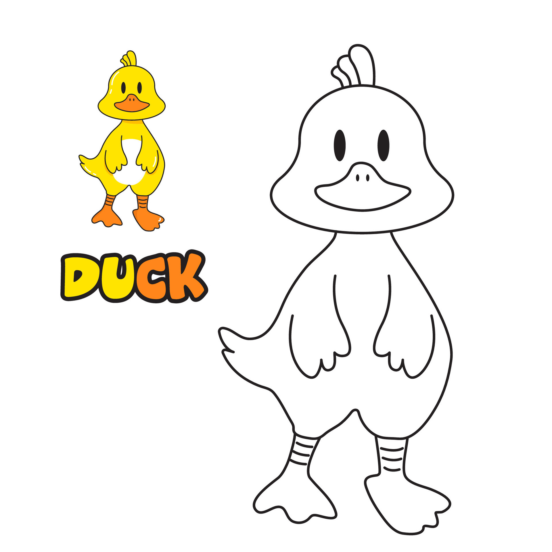 Vector illustration. Coloring book , Coloring Duck. Cartoon animal ...