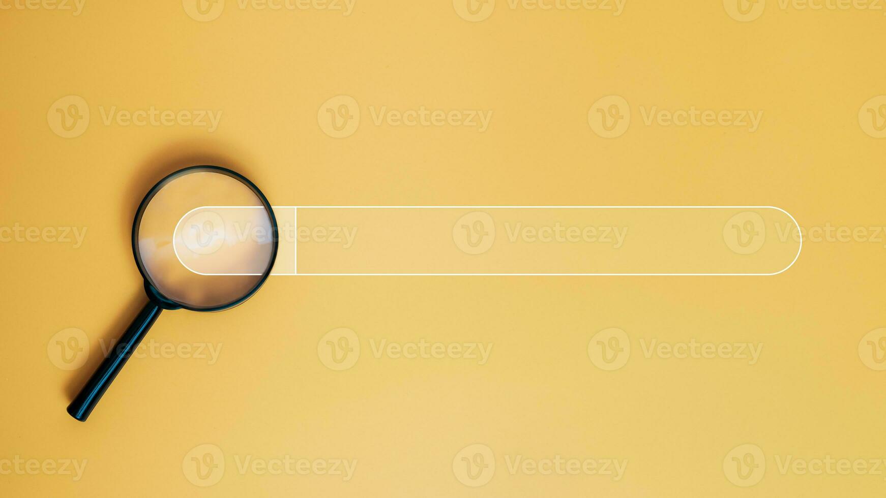 Magnifying glass and search engine icon on a yellow background. Online internet job search concept. Job application concept. photo