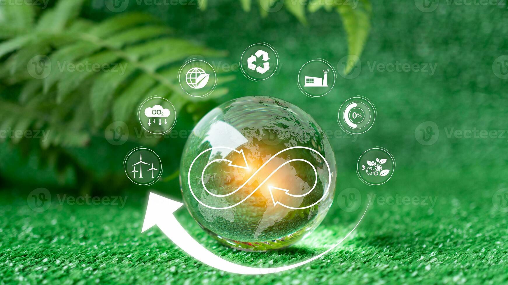 CO2 emission reduction concept, clean and friendly environment without carbon dioxide emissions. Planting trees to reduce CO2 emissions, environmental protection concept. photo