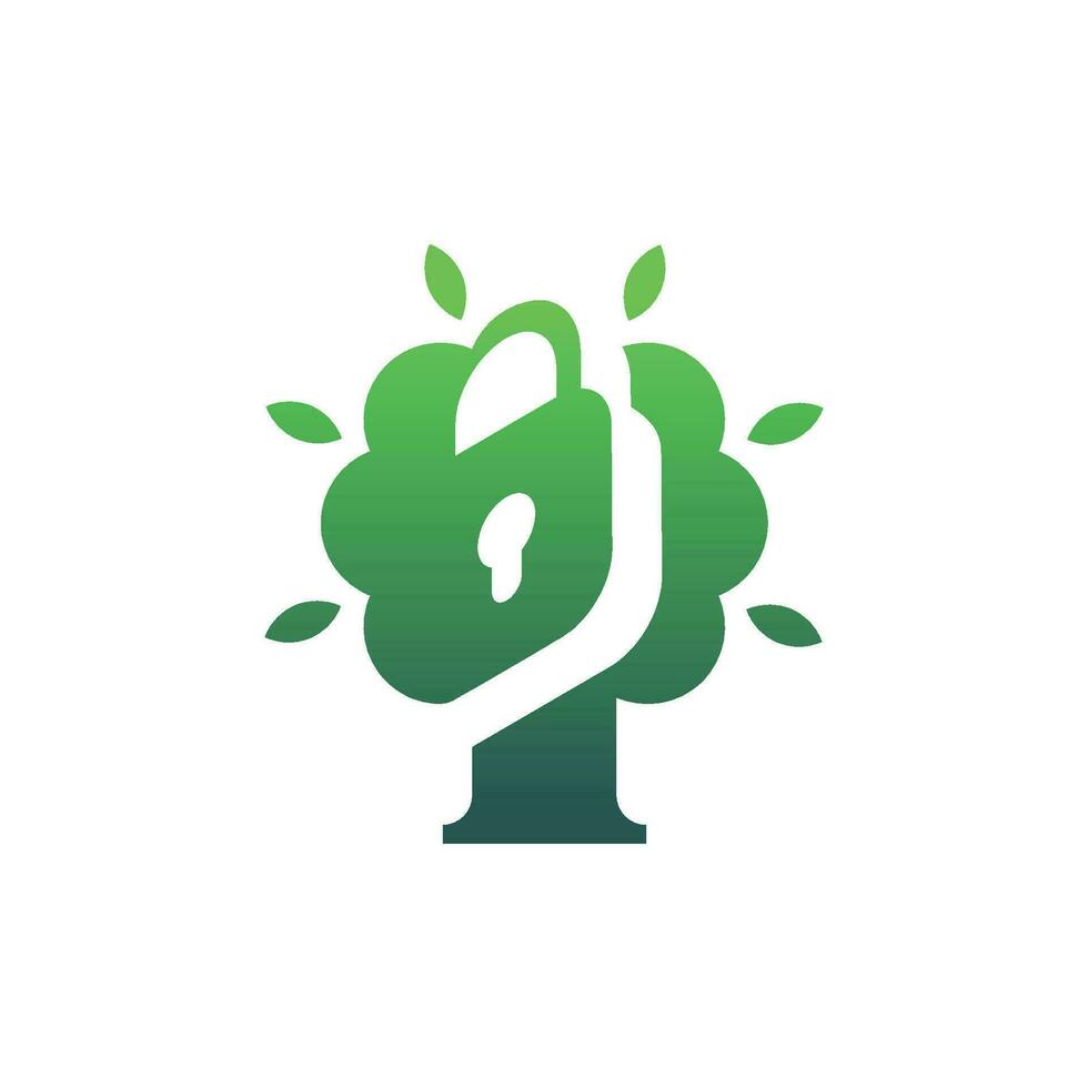 moderno y elegante árbol candado logo vector