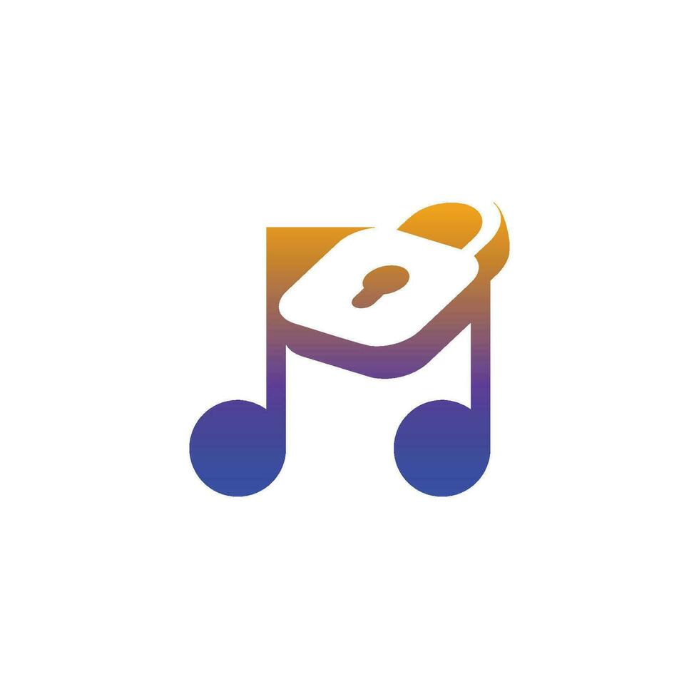 modern and elegant not music padlock logo vector