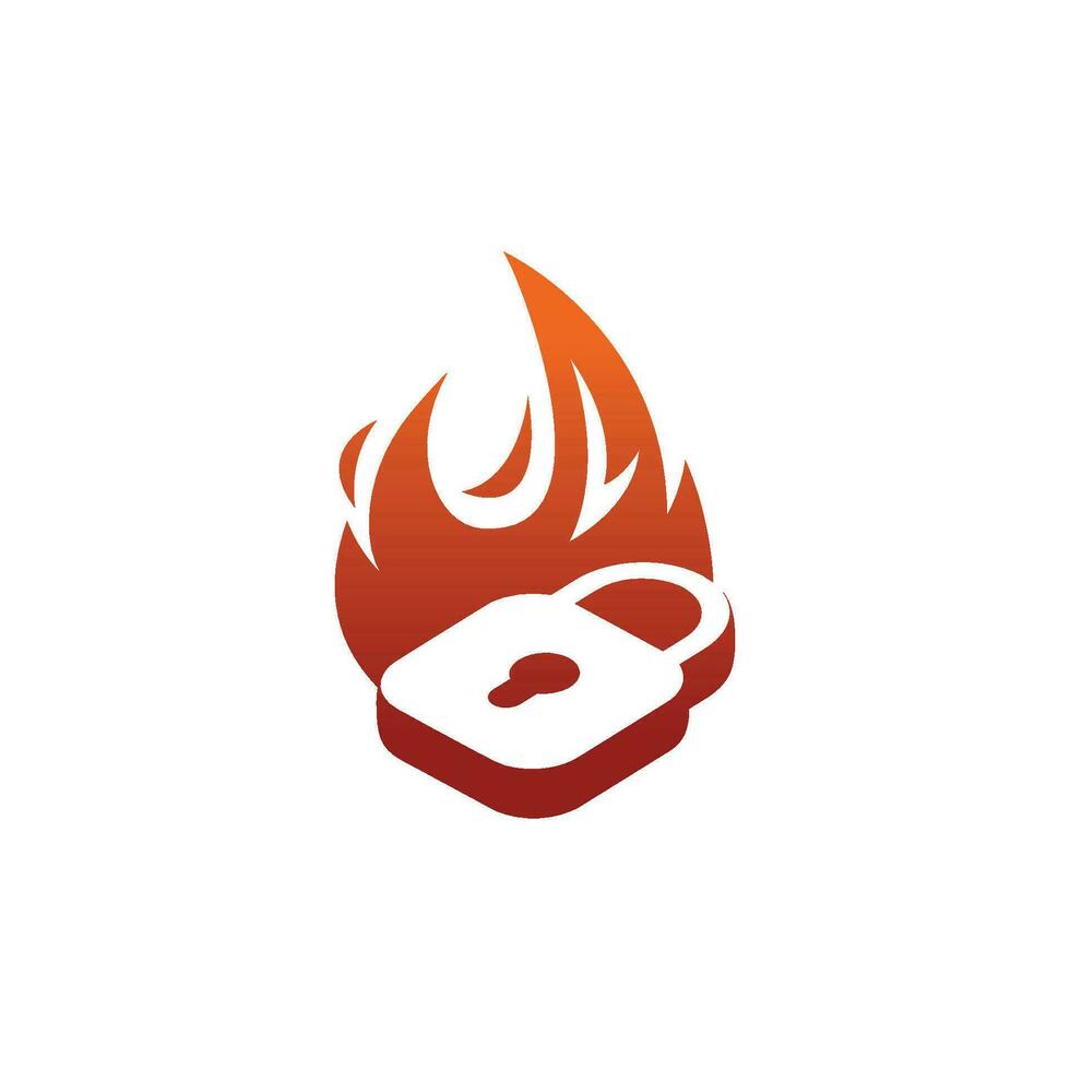modern and elegant fire padlock logo vector