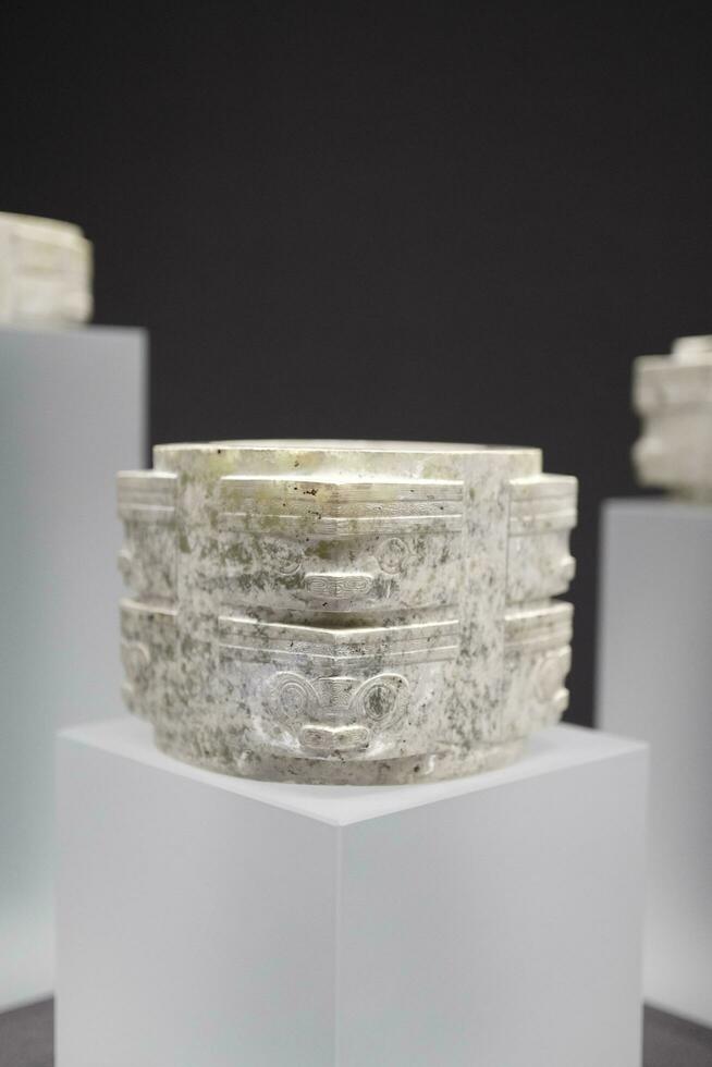 close up of a Jade cong tube photo