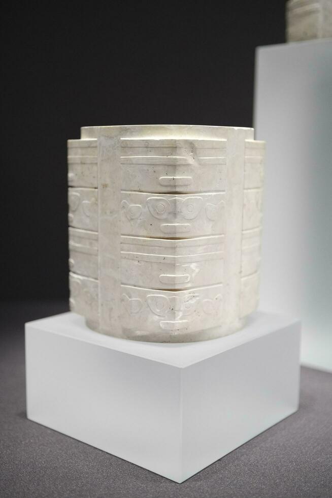 close up of a Jade cong tube photo