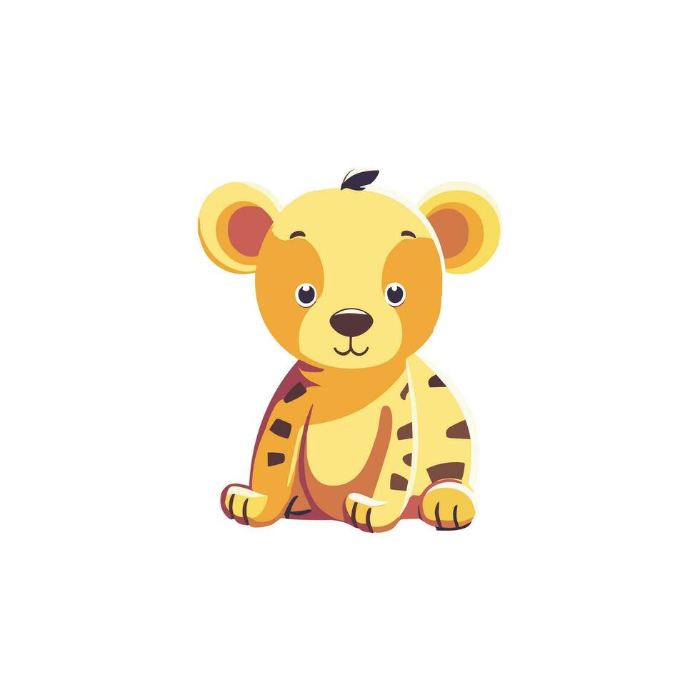 Cute baby tiger character vector Illustration isolated on a white background