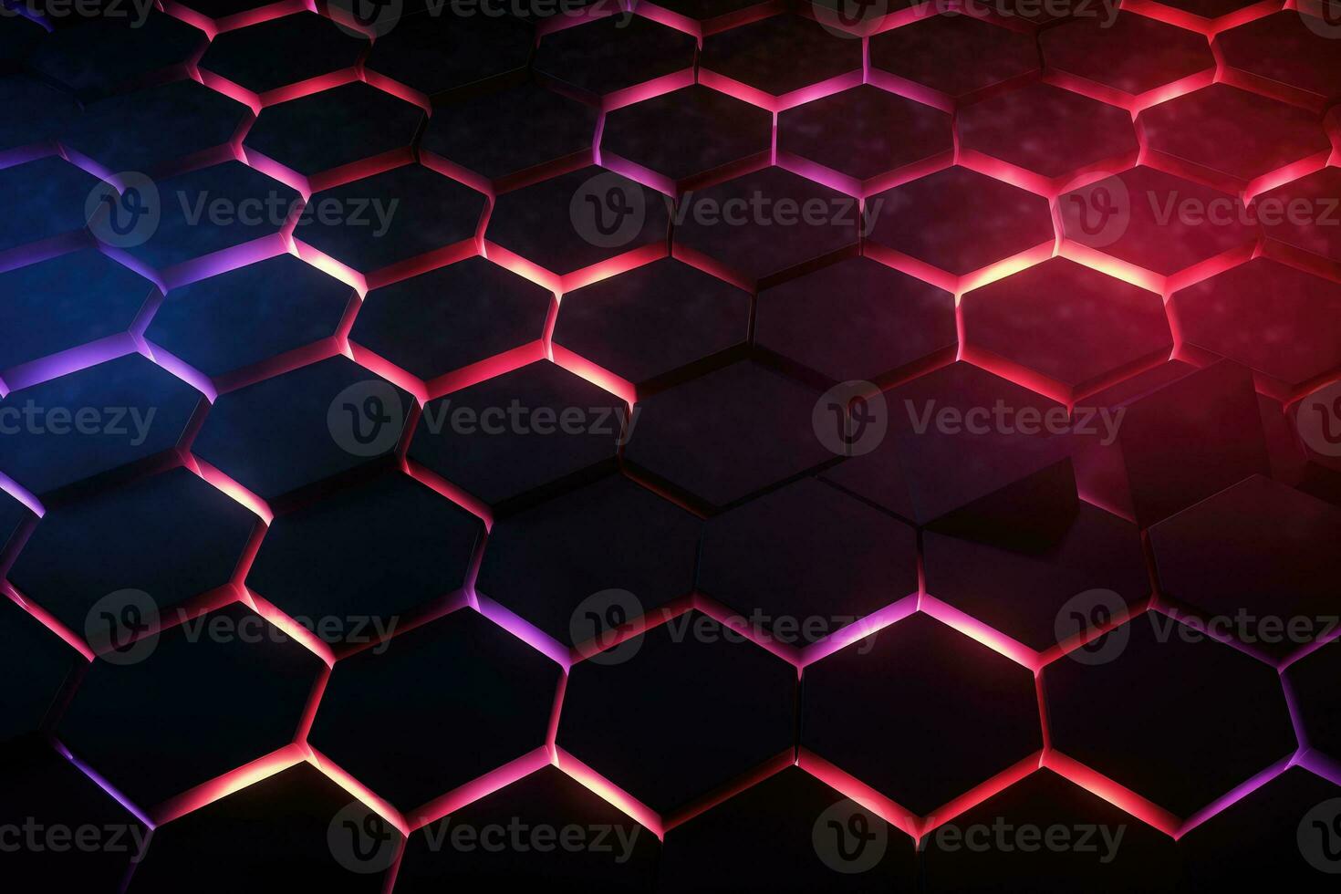 Abstract background with glowing hexagons. Generative AI photo