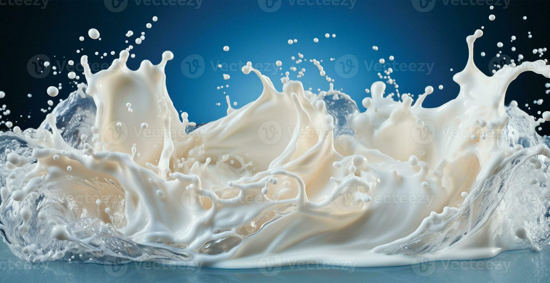 Splashes of milk, fresh cow white milk - AI generated image photo