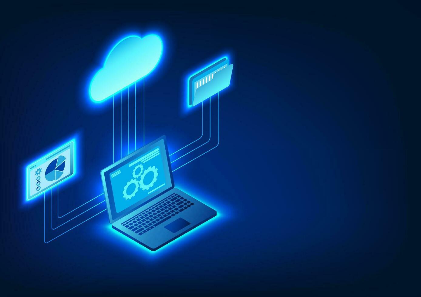 nube tecnología ordenadores ese transferir datos y recuperar datos en el nube sistema eso medio transferir datos almacenamiento archivos mediante el nube sistema. eso es un sistema para almacenamiento seguro información. vector