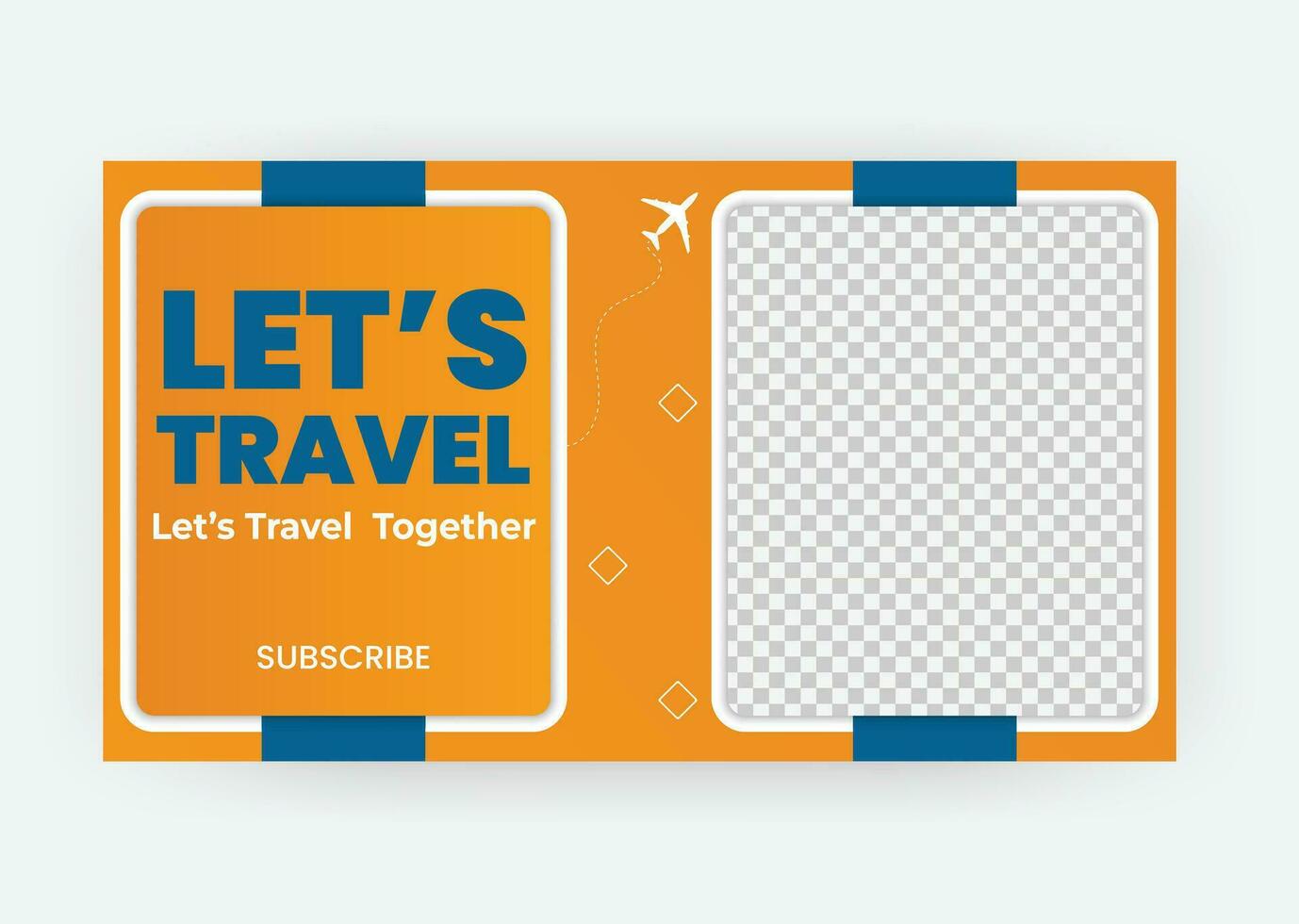 Travel youtube video thumbnail or web banner template vector