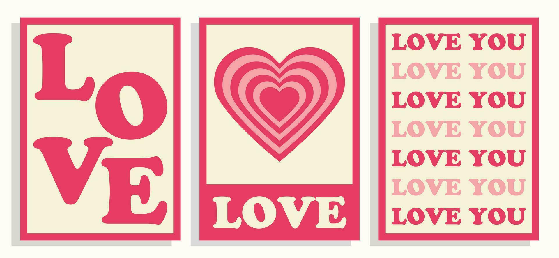 Retro lovely groovy posters or greeting cards. vector