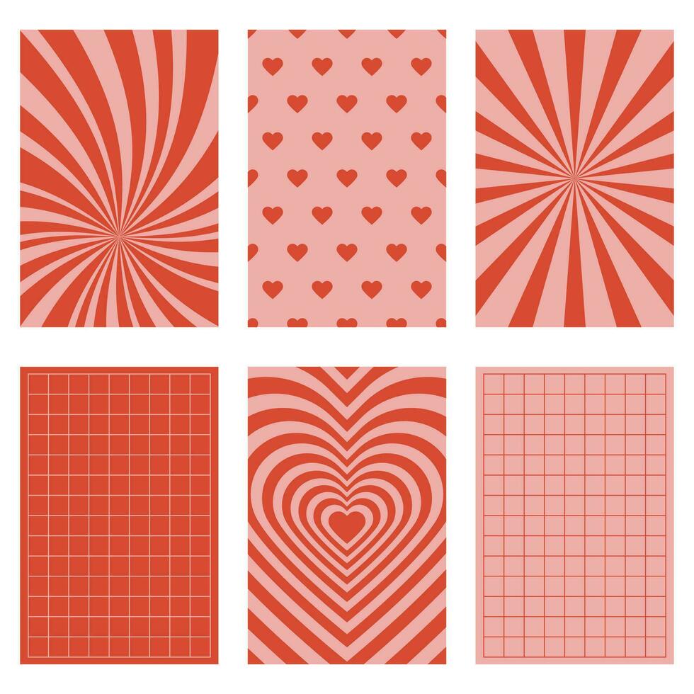 Set of groovy lovely backgrounds for poster, greeting cards, flyers or banners. vector