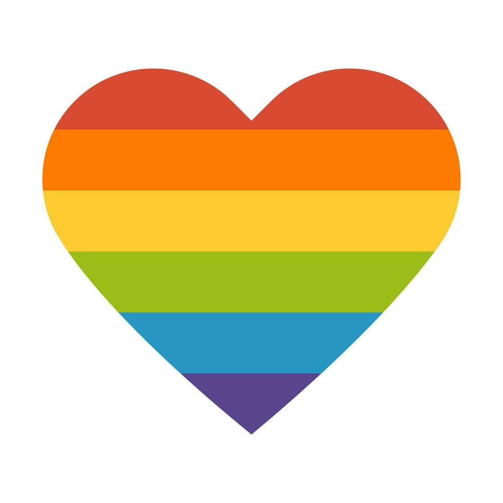 LGBT pride symbol. Rainbow colored flag heart shape. vector