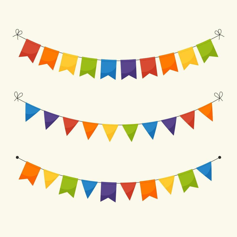 Pride rainbow garland flags for party banner, poster, card or flyer. vector