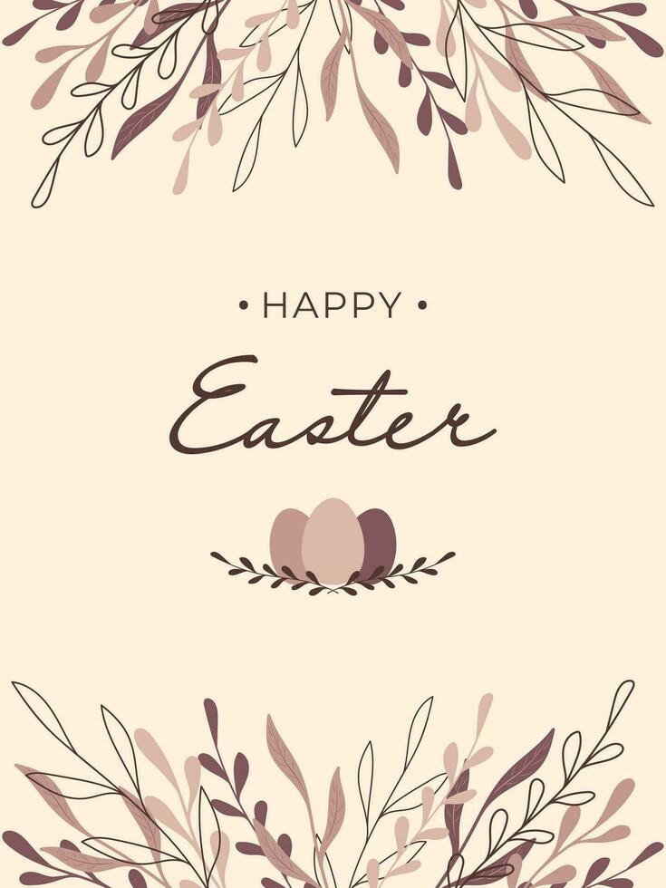 Happy Easter greeting card with floral decorated. vector