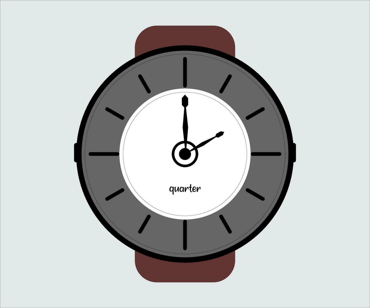 Clock Vector illustration isolated on gray background