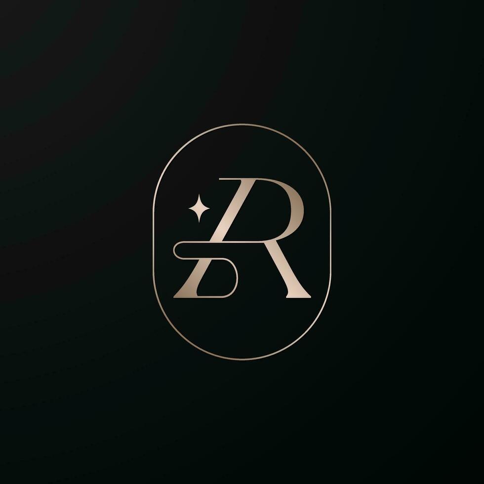 Elegant modern gold AR or RA letter logo design vector