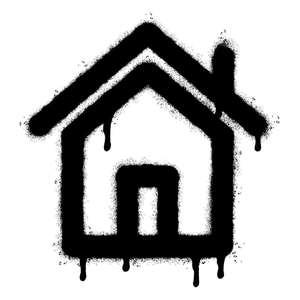 Spray Painted Graffiti home icon Sprayed isolated with a white background. graffiti home icon with over spray in black over white. vector