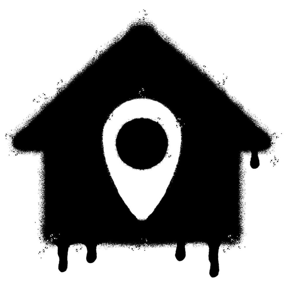 Spray Painted Graffiti home icon Sprayed isolated with a white background. graffiti home icon with over spray in black over white. vector