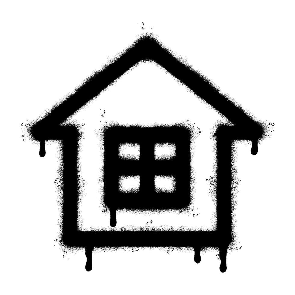 Spray Painted Graffiti home icon Sprayed isolated with a white background. graffiti home icon with over spray in black over white. vector