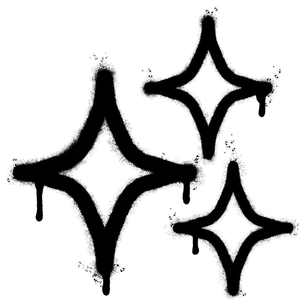 Spray Painted Graffiti stars sparkle icon icon Sprayed isolated with a white background. graffiti shining burst with over spray in black over white. vector