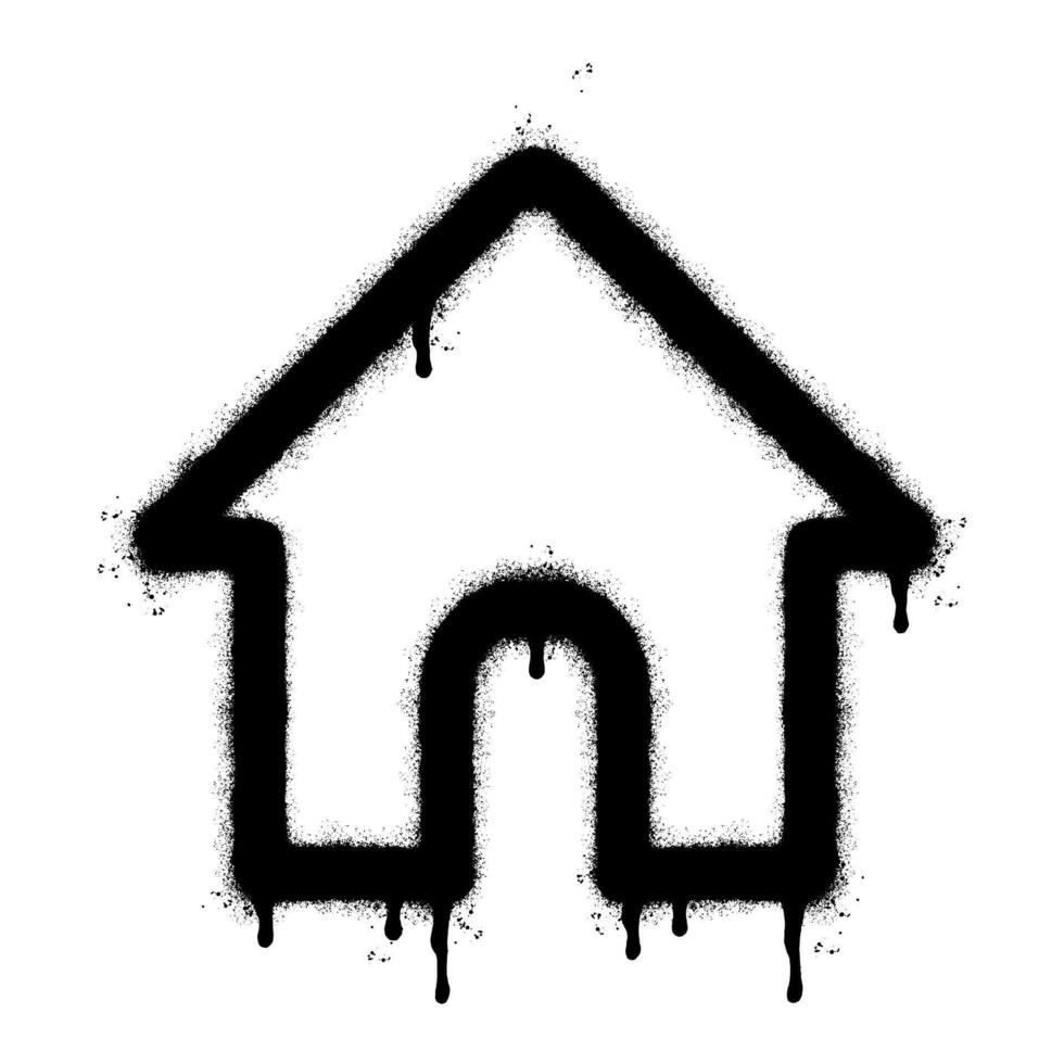 Spray Painted Graffiti home icon Sprayed isolated with a white background. graffiti home icon with over spray in black over white. vector