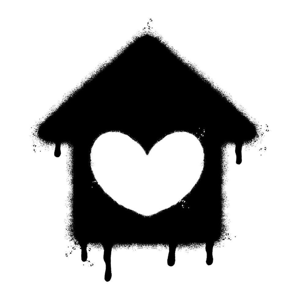 Spray Painted Graffiti home icon Sprayed isolated with a white background. graffiti home icon with over spray in black over white. vector