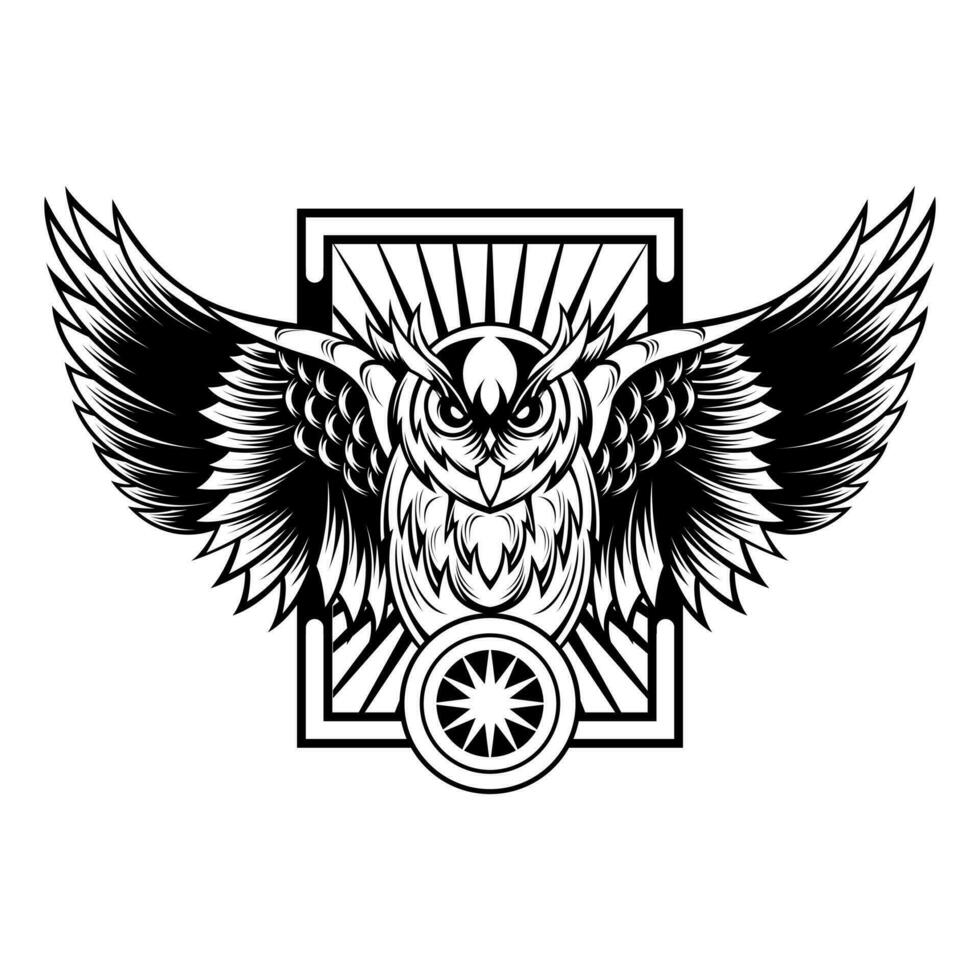 owl spreading the wings vector