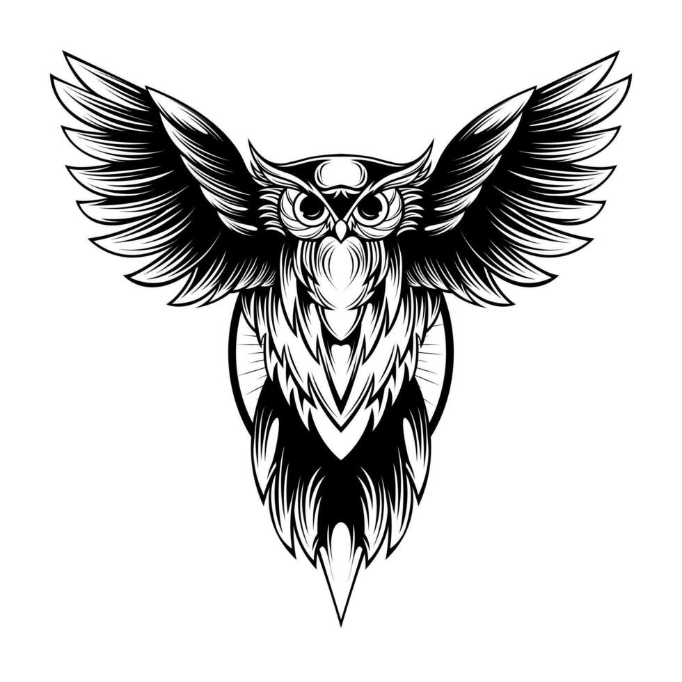 owl with wings and a black and white design 32487177 Vector Art at Vecteezy