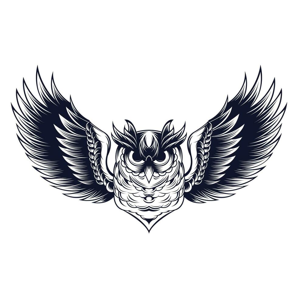 Flying Owl with Open Wings and Claws Logo Vector