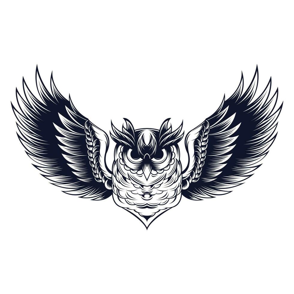 Flying Owl with Open Wings and Claws Logo Vector