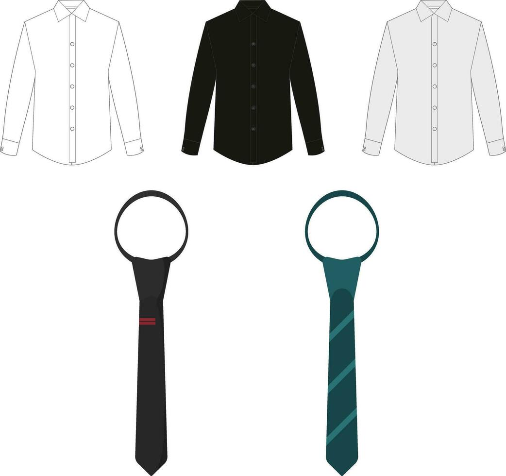 Long sleeve shirt tie set vector illustration