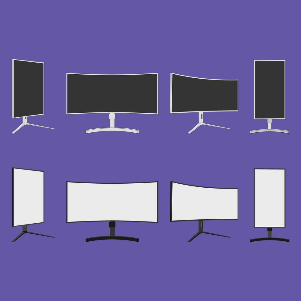 Multi-angle display monitor vector illustration set