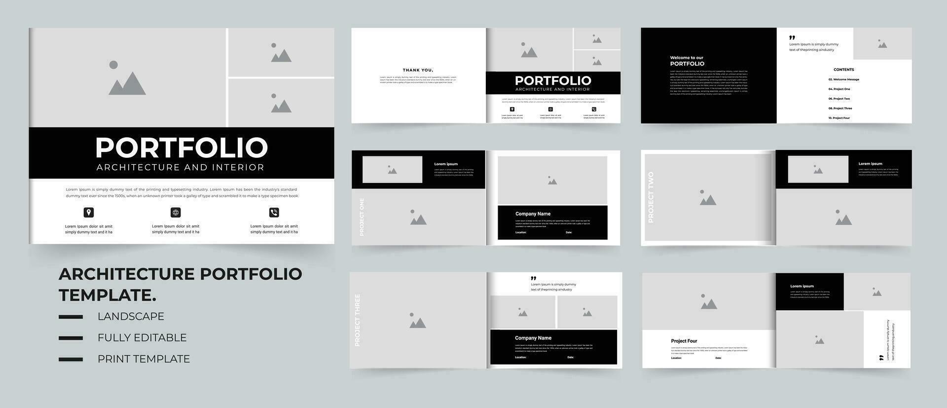 landscape portfolio design Architecture portfolio design with creative layout vector