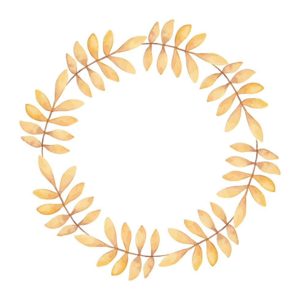 Round wreath with autumn leaves with empty space for text. Fores vector