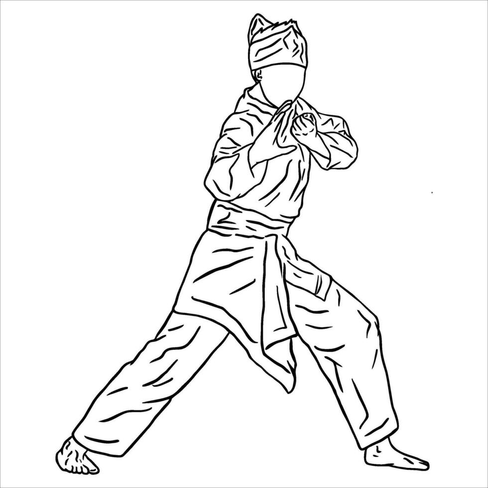 pencak silat vector ilustración acción actitud jurus silat