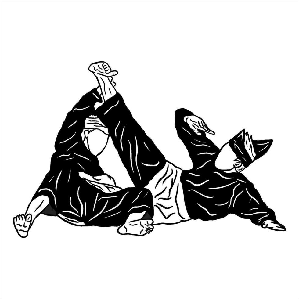 pencak silat vector ilustración acción actitud jurus silat