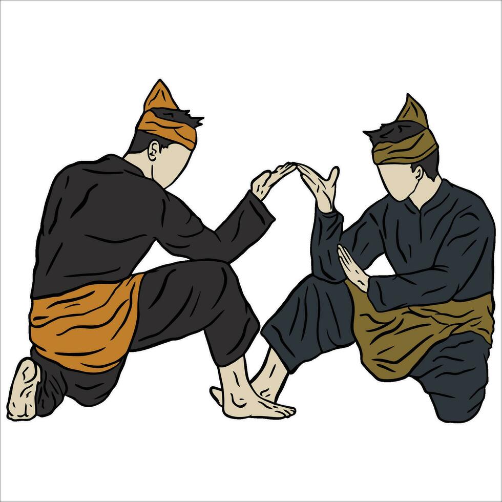 pencak silat vector ilustración acción actitud jurus silat