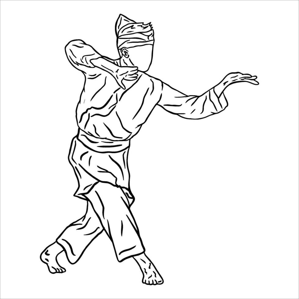 pencak silat vector ilustración acción actitud jurus silat