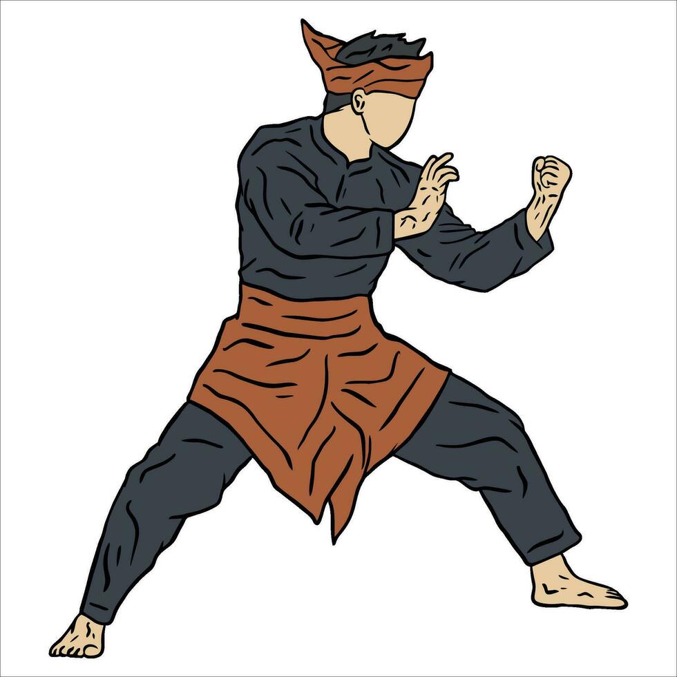 pencak silat vector ilustración acción actitud jurus silat