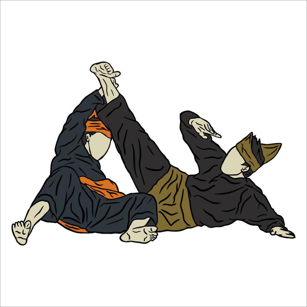 pencak silat vector ilustración acción actitud jurus silat