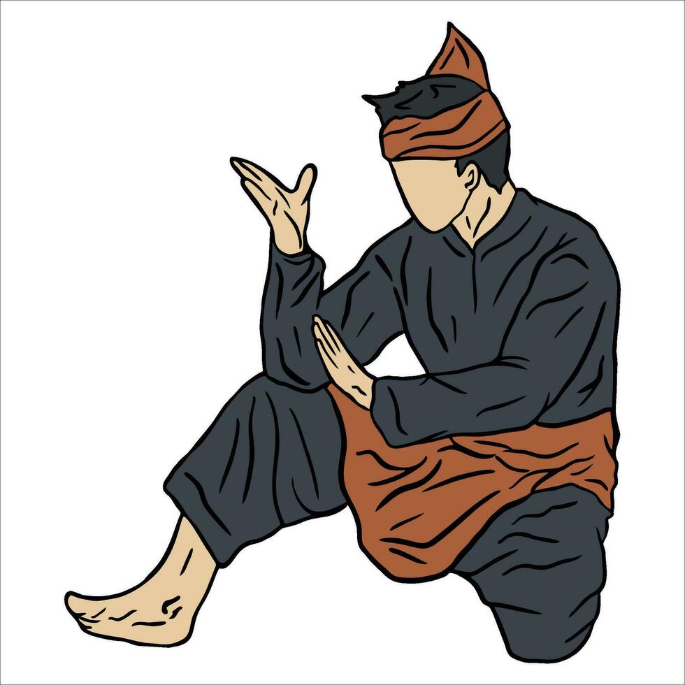 pencak silat vector ilustración acción actitud jurus silat