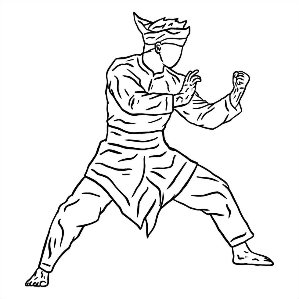 pencak silat vector ilustración acción actitud jurus silat