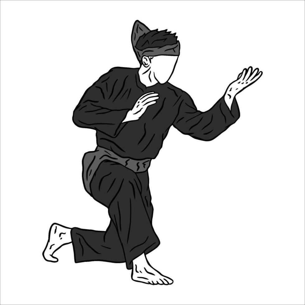 pencak silat vector ilustración acción actitud jurus silat