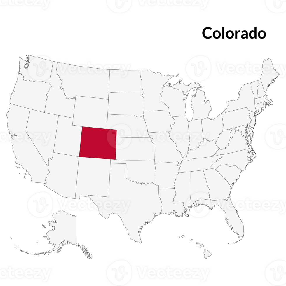 Colorado Map. Map of Colorado in red. USA map png