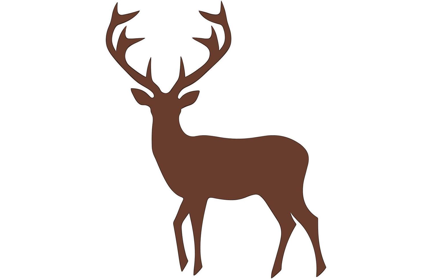 Deer Silhouette Vector illustration free, Antler vector isolated on a white Background