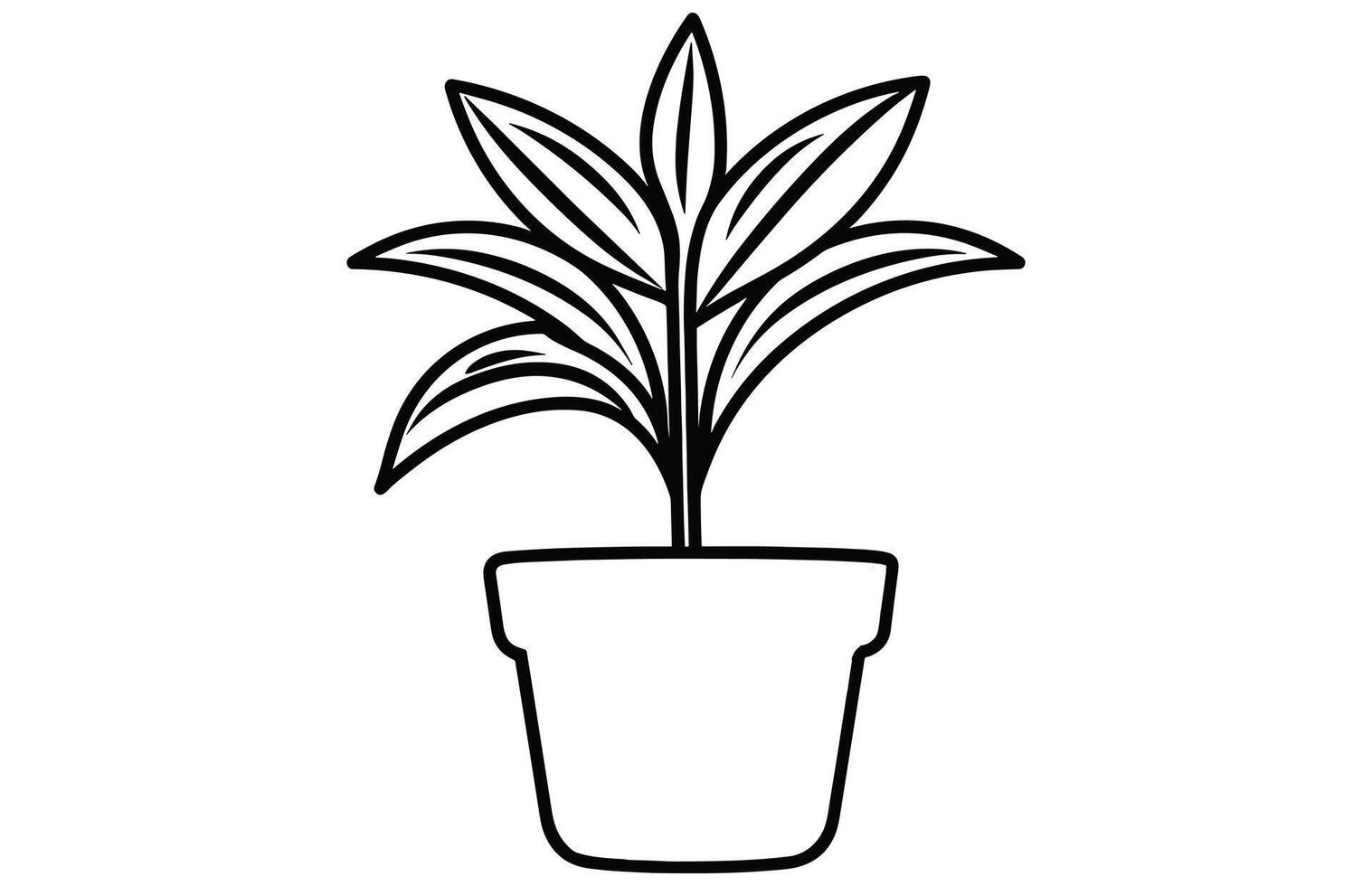 Potted Plant outline icon, Plant in pot simple line vector icon.