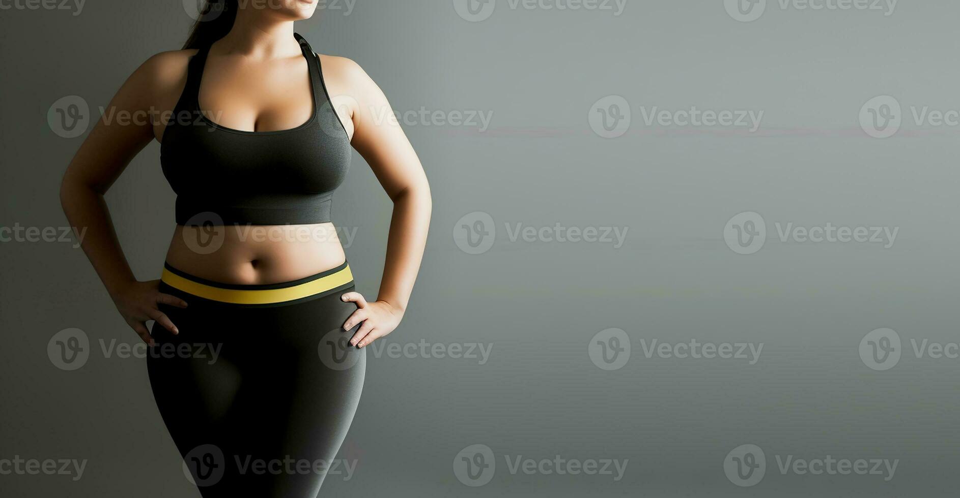 Plus Size Woman Shines in Workout Gear. Generative AI photo