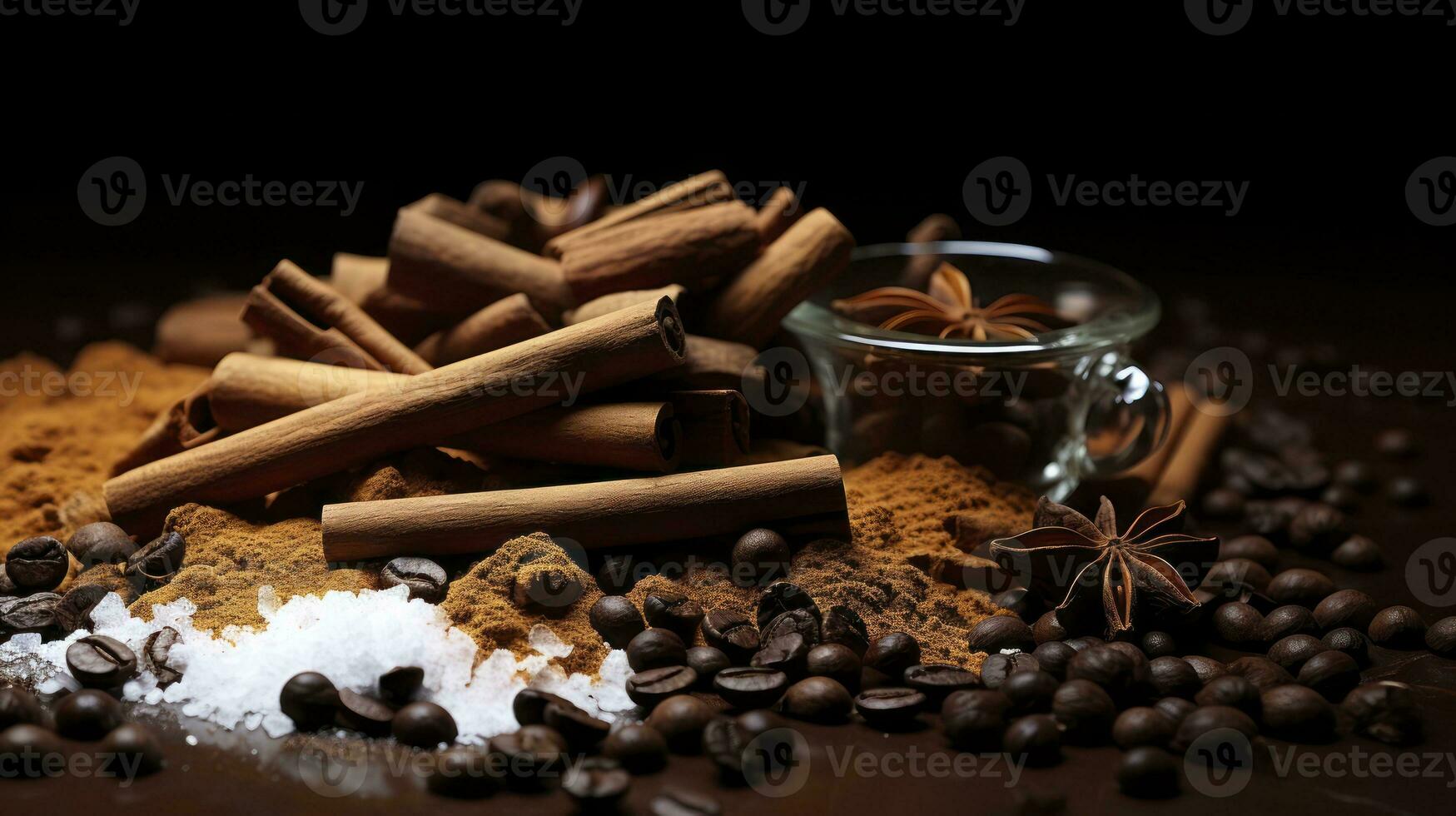 Aromatic Fusion - Coffee Beans Meets Cinnamon Sweetness. Generative AI photo