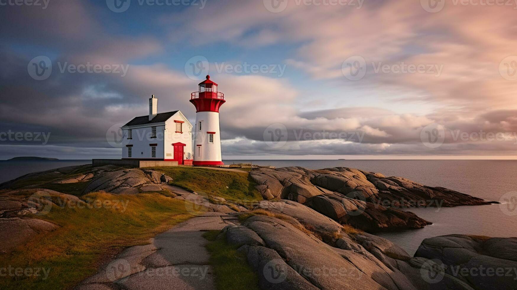 Coastal Charm. Embracing Nature's Splendor at the Lighthouse. Generative AI photo