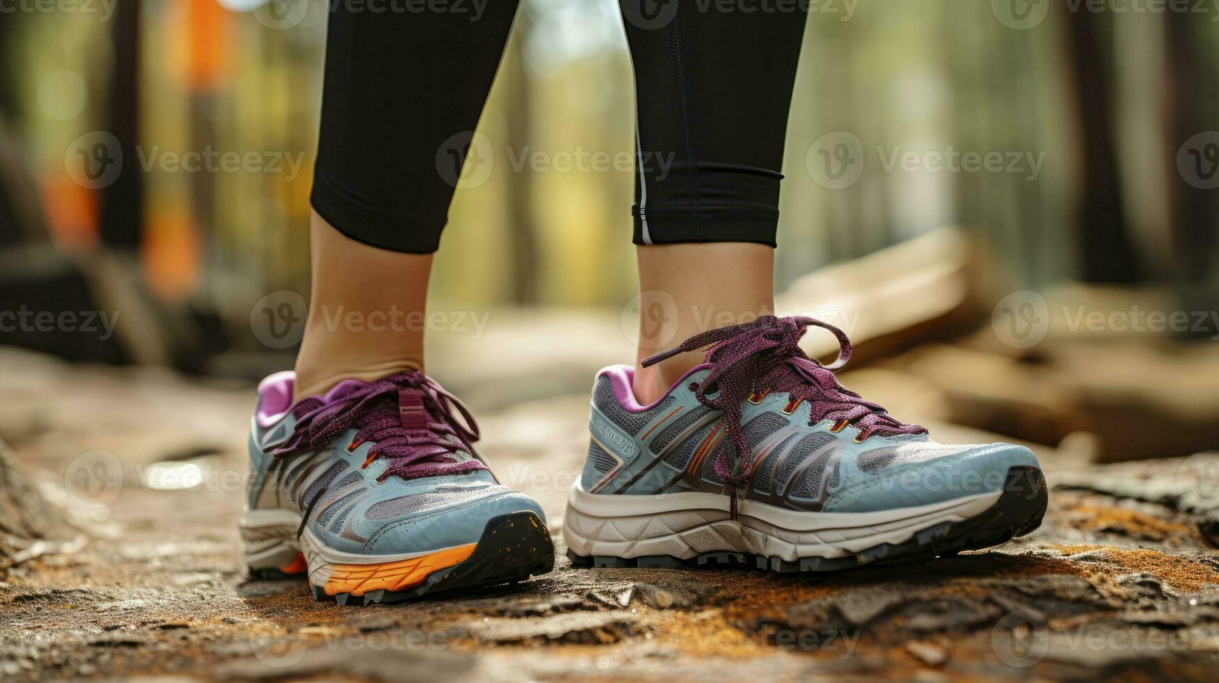 Sporting Struggles - A detail of a woman feeling pain in her ankle with sports shoes. Generative AI photo